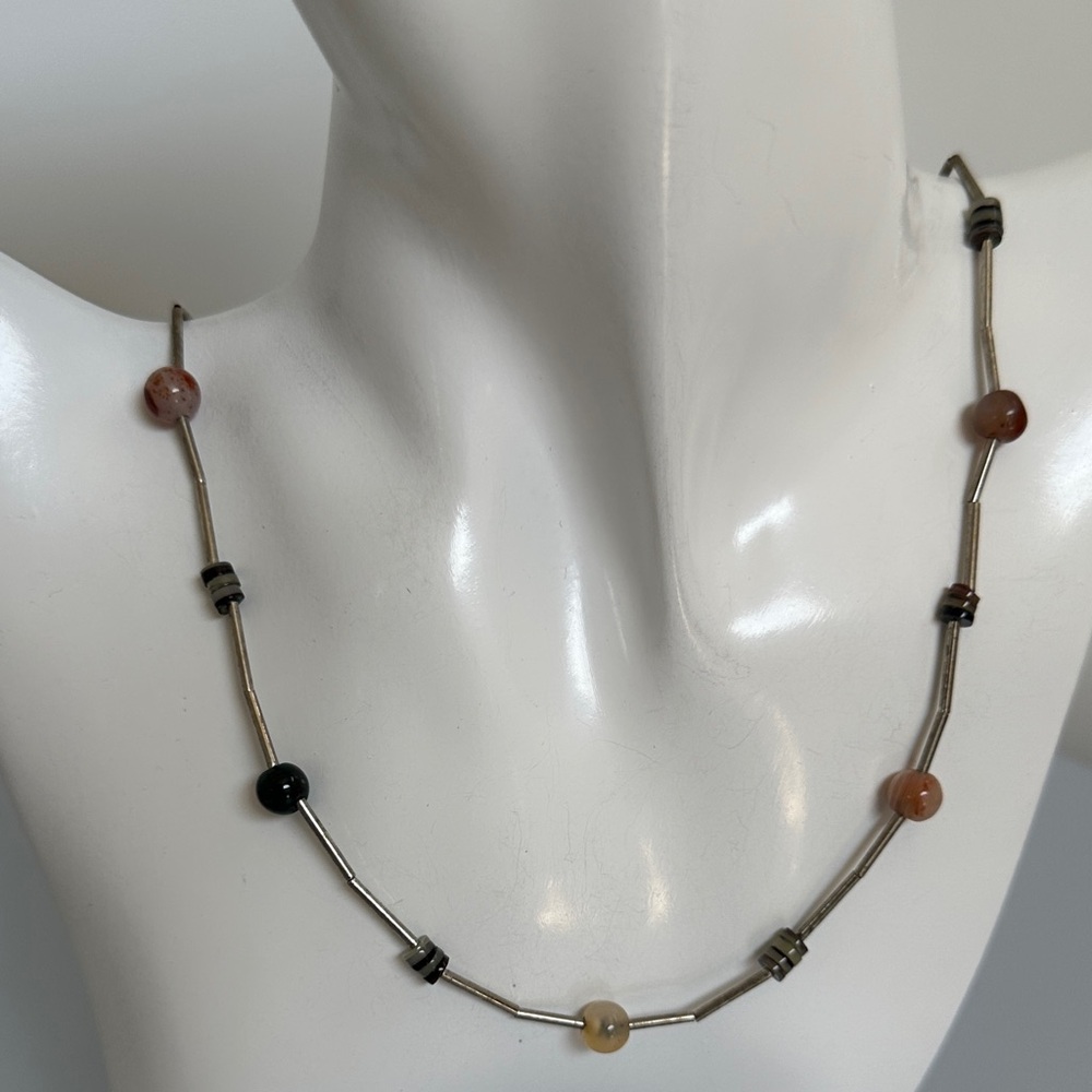 Elegant 925 sterling silver Multicolor real Stone Necklace -